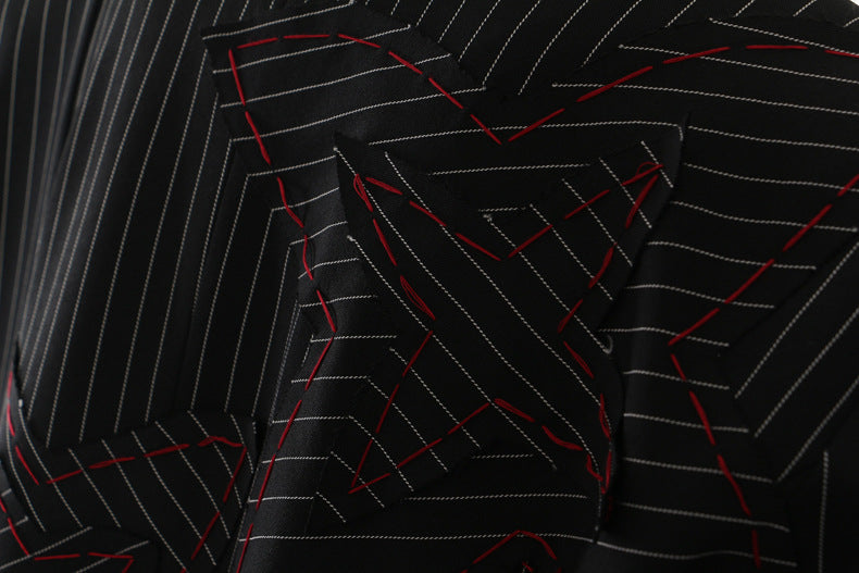 Striped Floral Long Blazer Coat