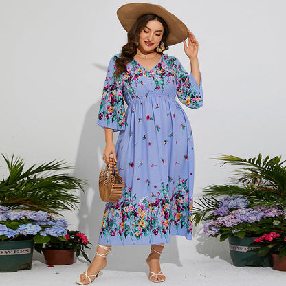 Floral Chiffon Flare Sleeve Day Dress