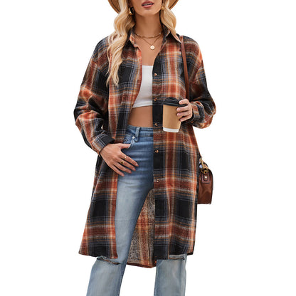 Plaid Loose Coat Shirt