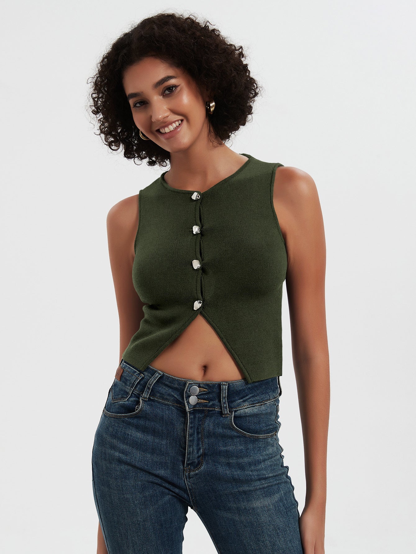 Knitted Cropped Vest Top