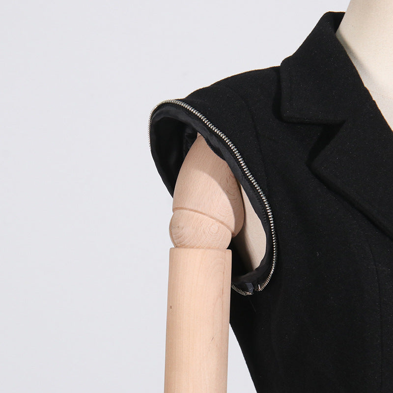 Zipper Asymmetric High-Grade Blazer