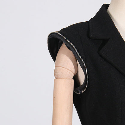 Zipper Asymmetric High-Grade Blazer