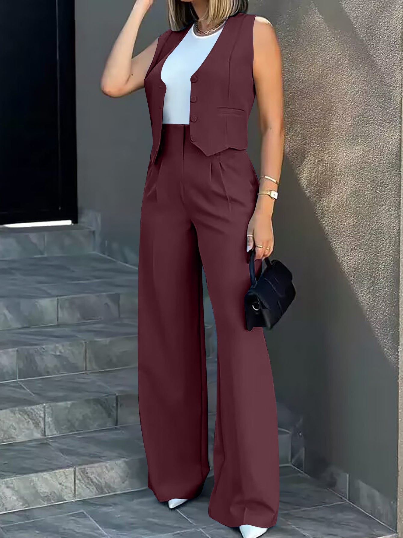 Wide Leg Pants Casual Set