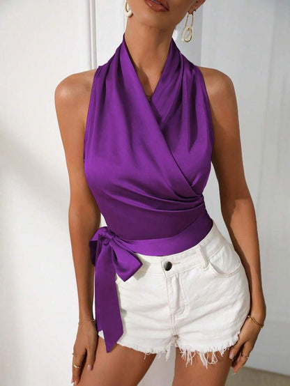 Halter Sexy Wrap Sleeveless Shirt Top