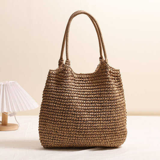 Large Capacity Tote Straw Bag Casual Shoulder Woven Bag
