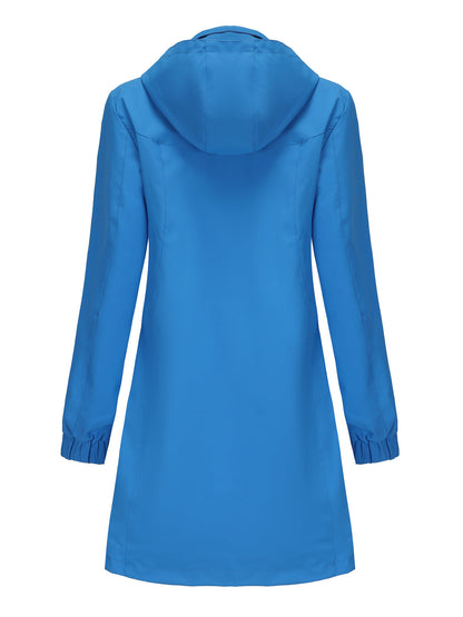 Solid Color Long Sleeve Windbreaker Coat