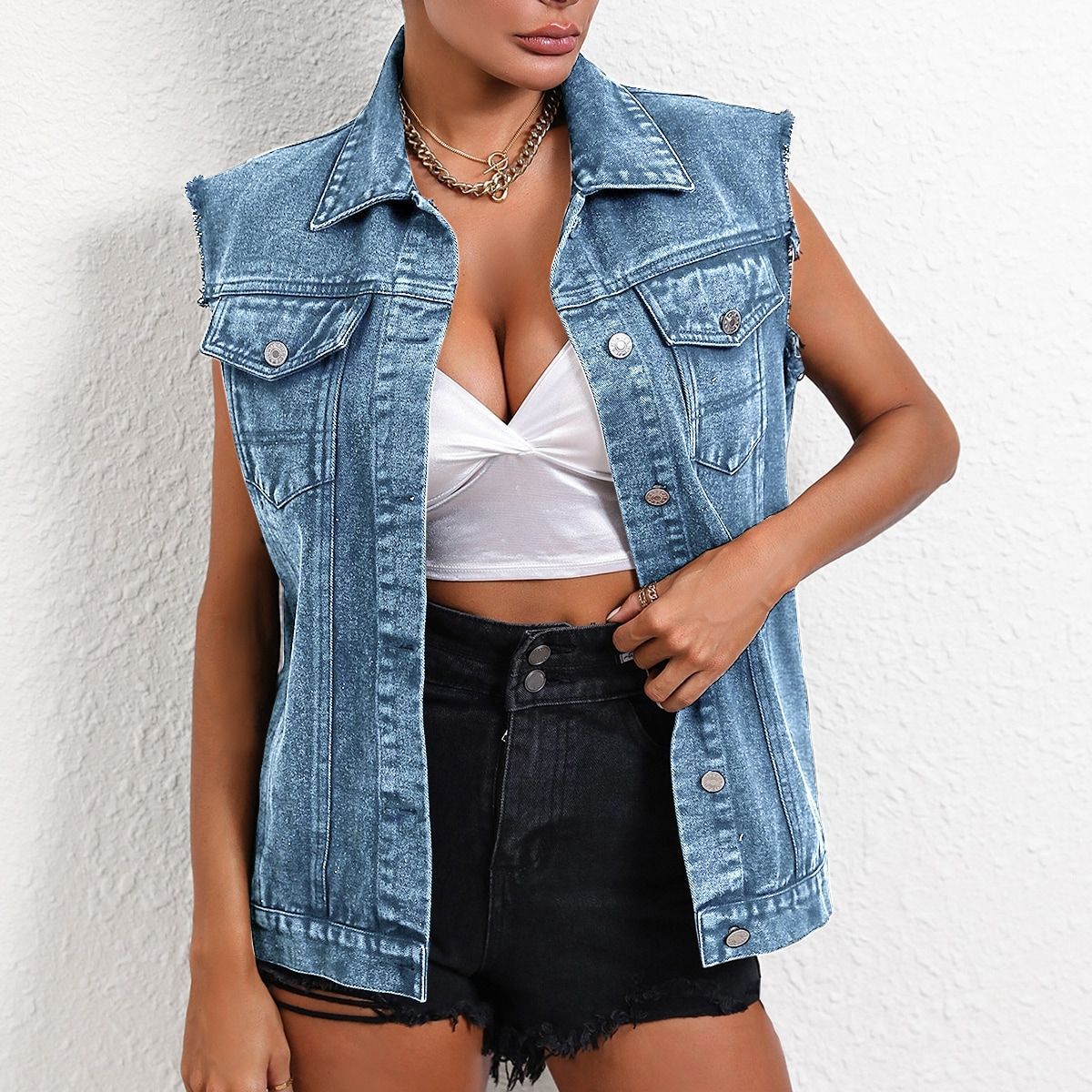 Denim Vest Coat