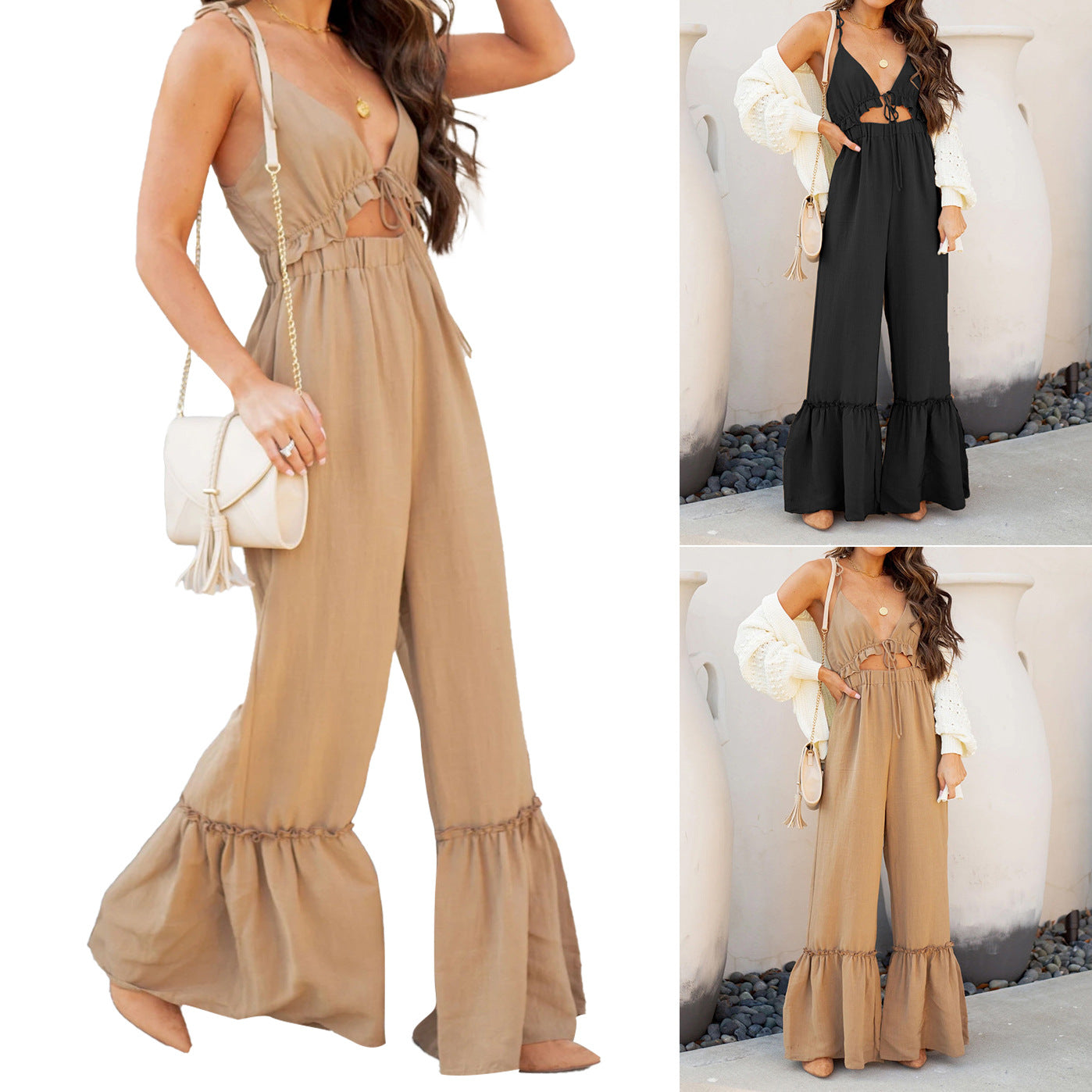 Solid Color Sexy Jumpsuit