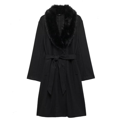 Artificial Fur Belted Trench Coat