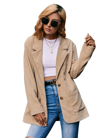 Corduroy Single-Breasted Blazer