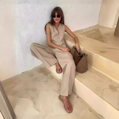 Vest & Casual Pants Two Piece Set