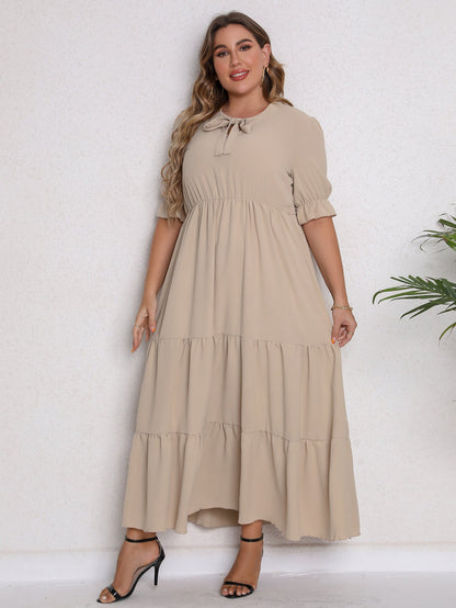 Day to Night Round Neck Short Sleeve Bow Dress