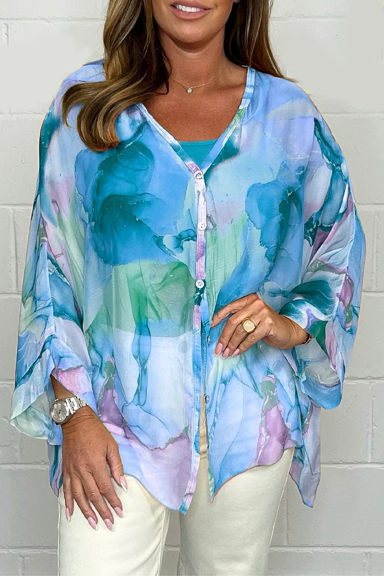 Summer Floral Printed Chiffon Shirt