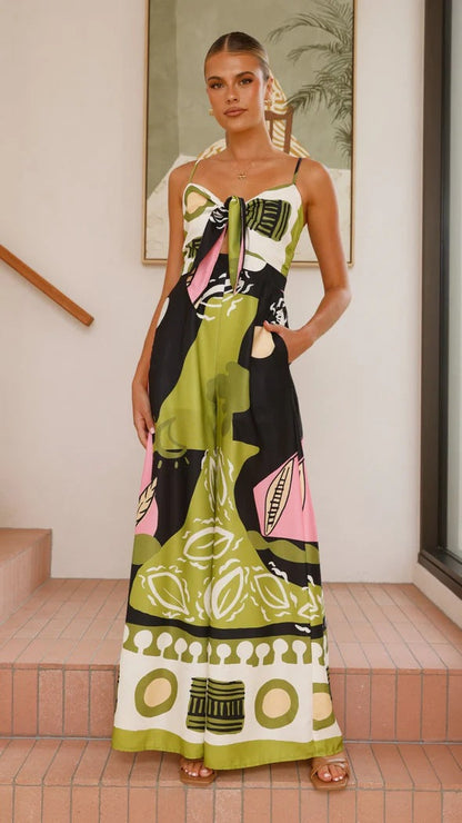 Sexy Print Wide Leg Jumpsuit Women
