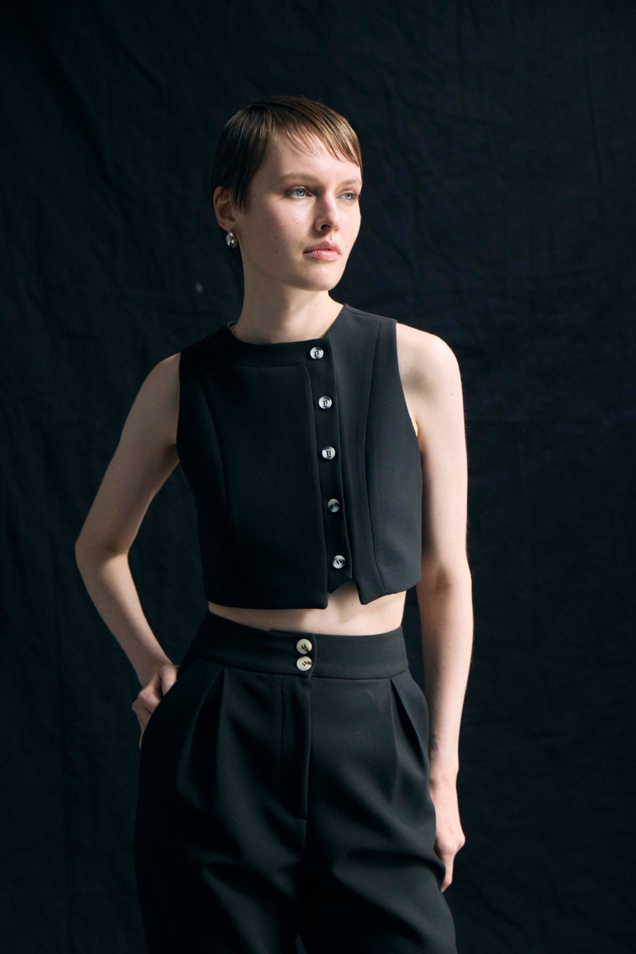 Sleeveless Vest High Waist Cropped Pants Two Piece Set