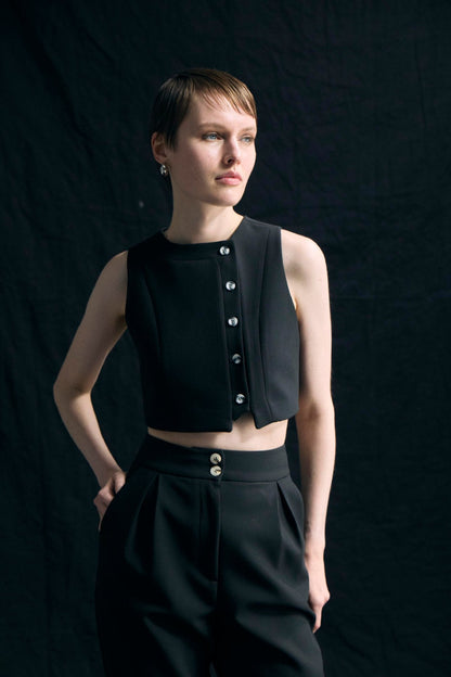 Sleeveless Vest High Waist Cropped Pants Two Piece Set