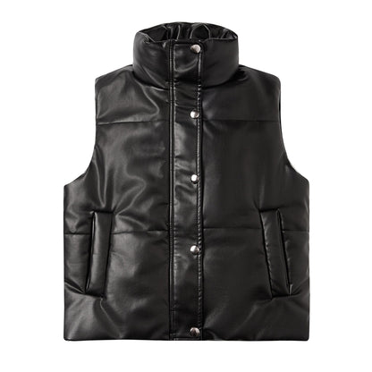 Quilted Vegan Leather Vest Jacket
