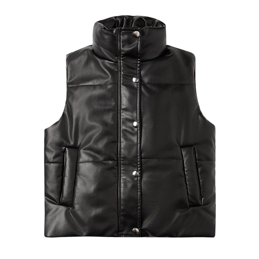 Quilted Vegan Leather Vest Jacket