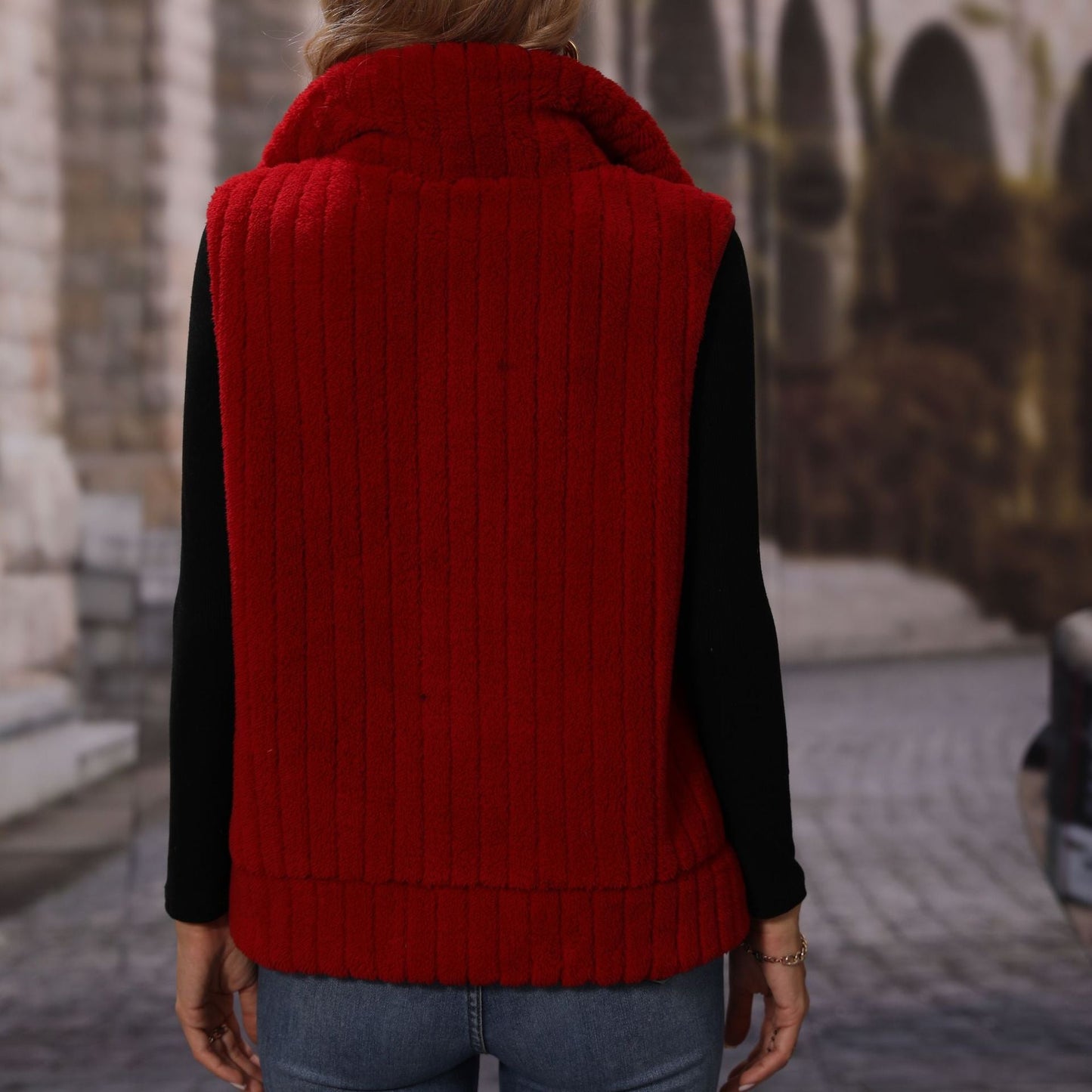 Striped Plush Casual Jacket