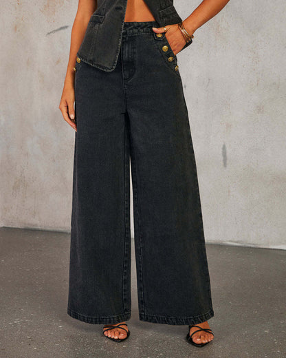 Wide Leg Jeans Denim Set