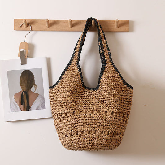 Large Capacity One Shoulder Straw Bag Casual