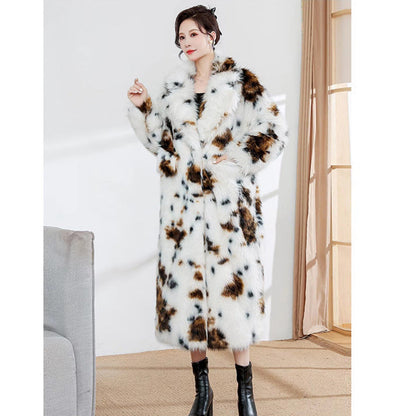 Leopard Print Faux Fur Trench Coat