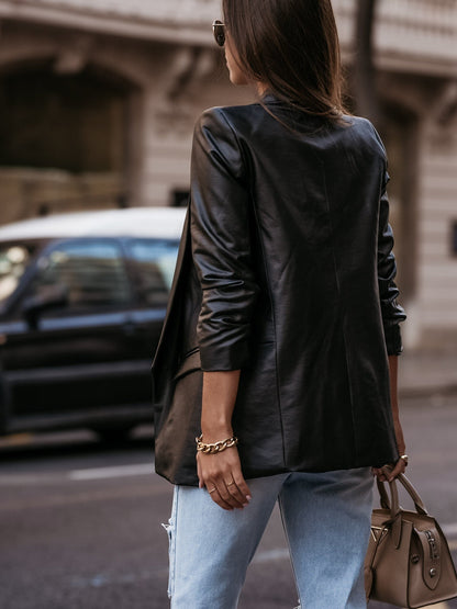 Leather Loose Blazer Coat
