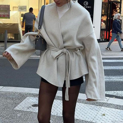 Solid Color Bell Sleeve Jacket