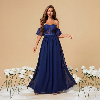 Trendy A Line Wedding Guest Dress, Formal Gown, Evening Dress