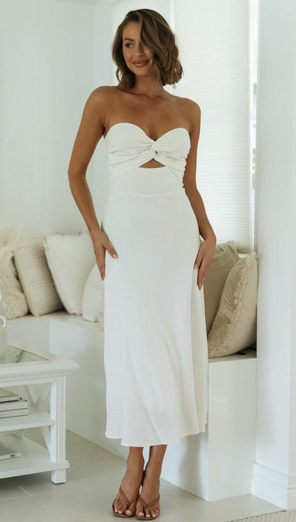 Solid Color Tube Top Maxi Dress