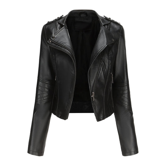 Slim Fit Long Sleeved Leather Jacket