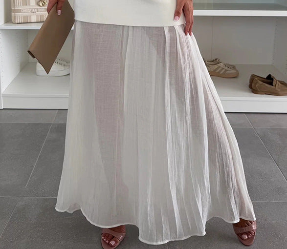 Spring Summer Knitted Stitching Vest Set Casual Vacation Loose Skirt Women