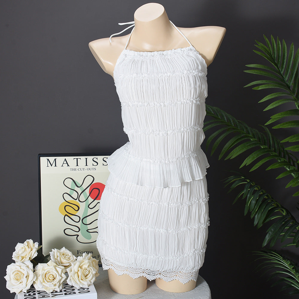 Sexy Cutout Ruffles Wrapped Chest Backless Top Women Clothing