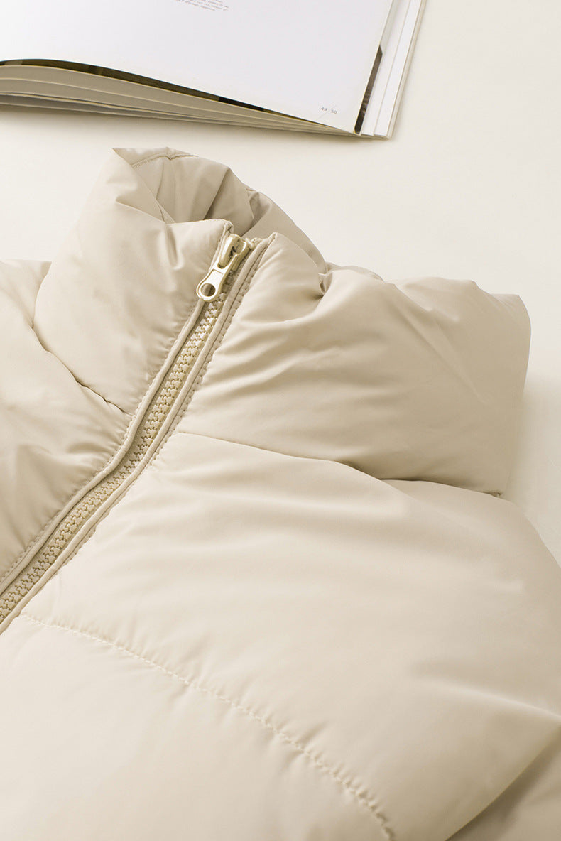 Solid Stand-Collar Thick Zipper Jacket