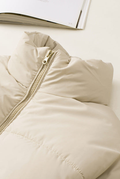 Solid Stand-Collar Thick Zipper Jacket