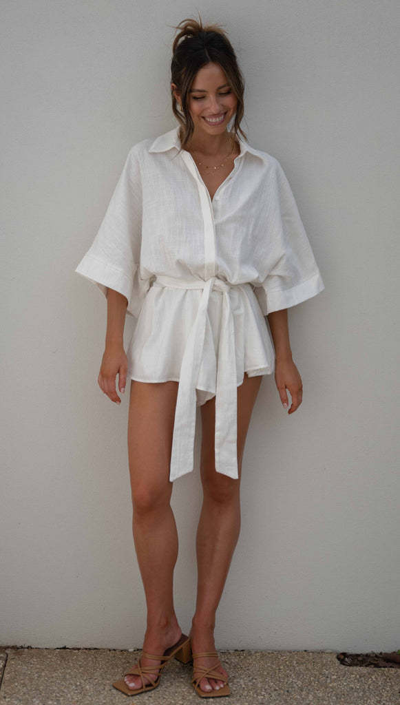 Polo Collar Mid Sleeve Romper