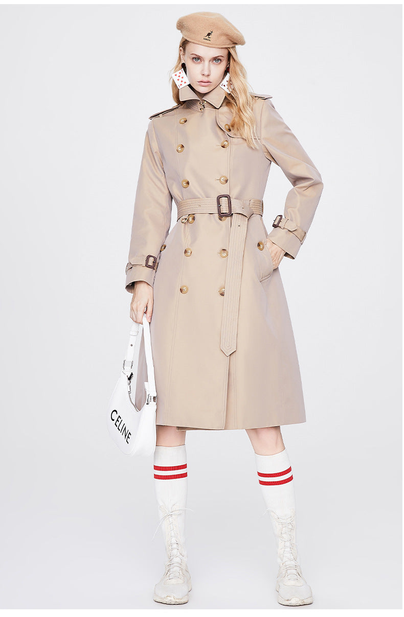 Solid Color Slim Fit Trench Coat