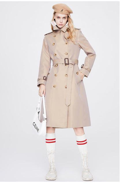 Solid Color Slim Fit Trench Coat