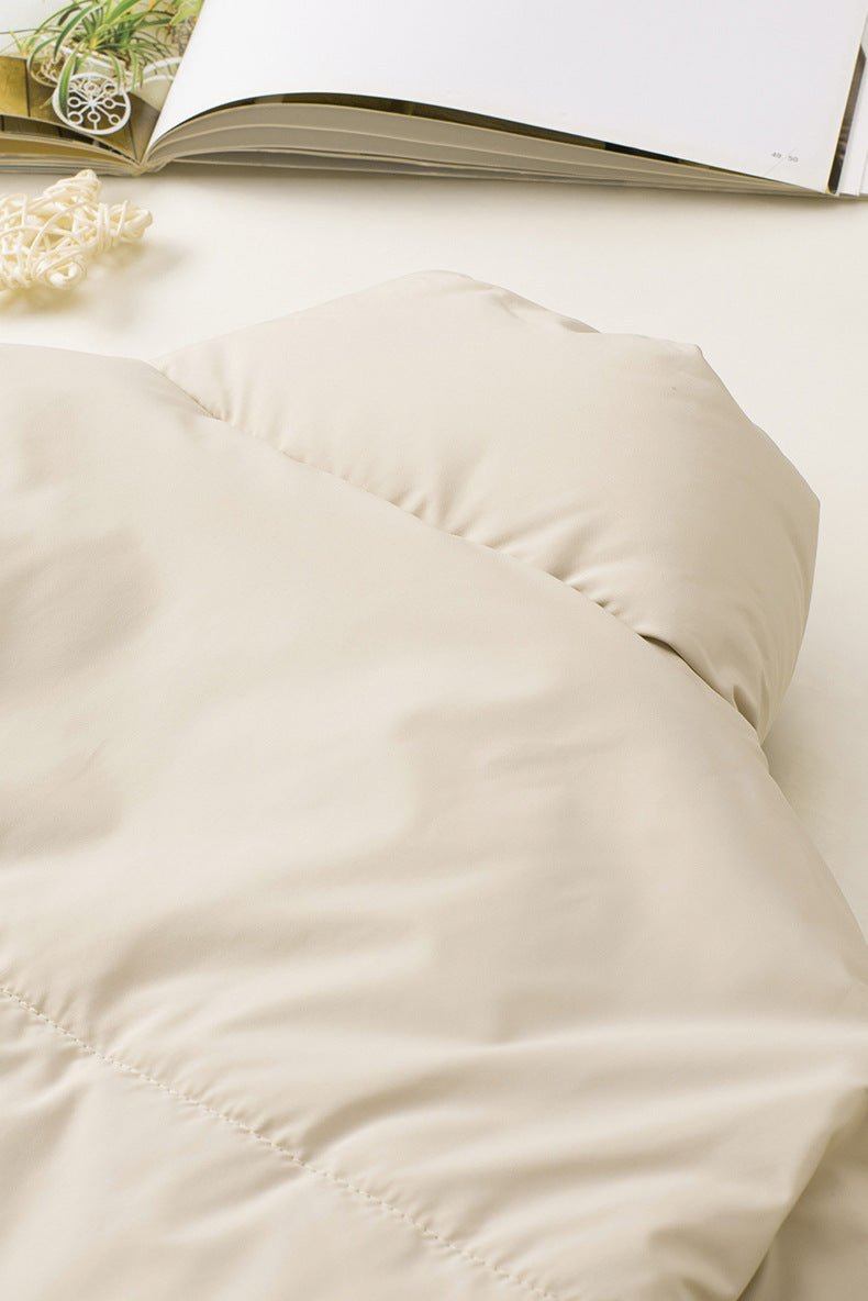 Solid Stand-Collar Thick Zipper Jacket