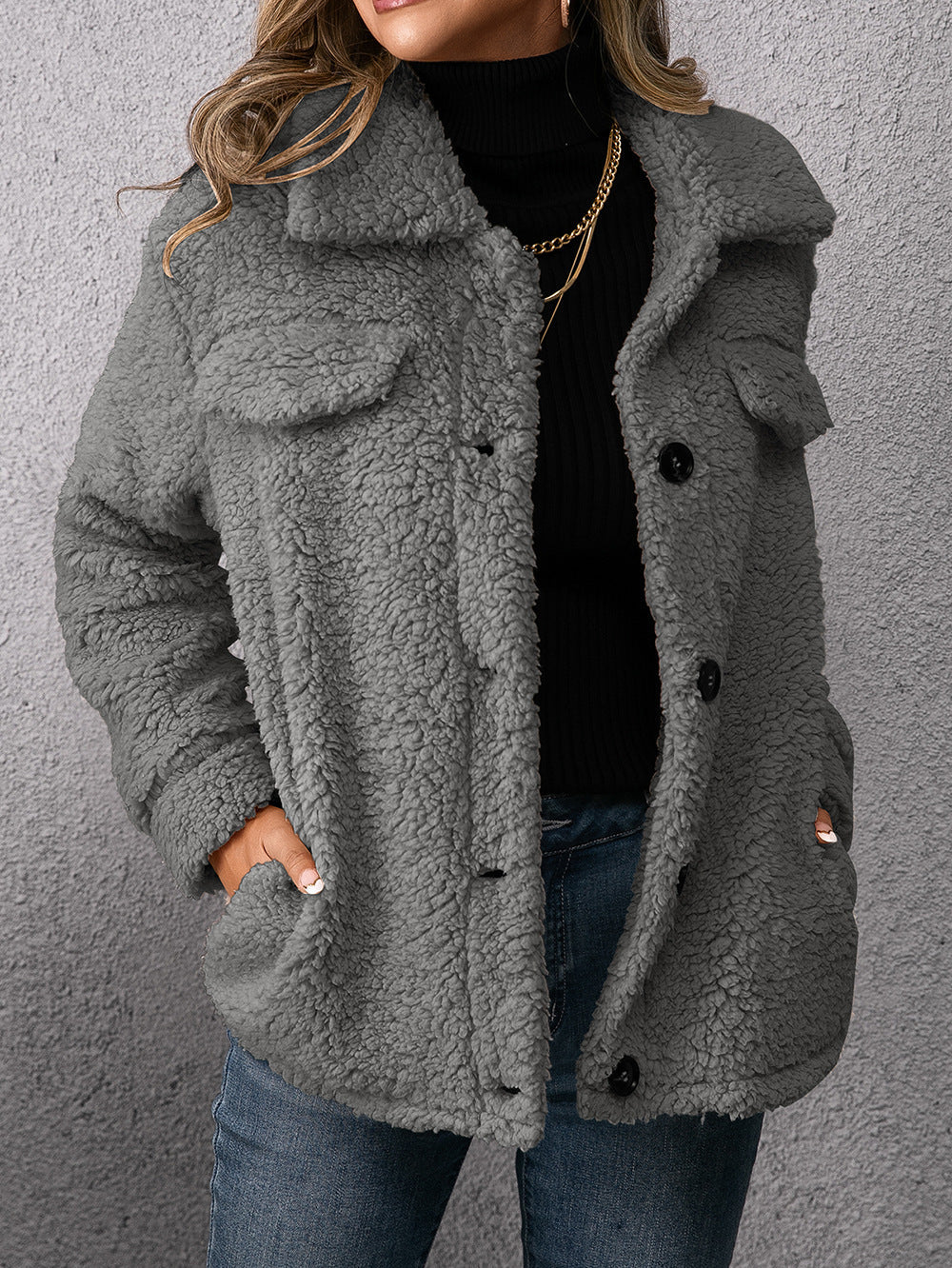 Plush Lamb Wool Trench Coat Jacket