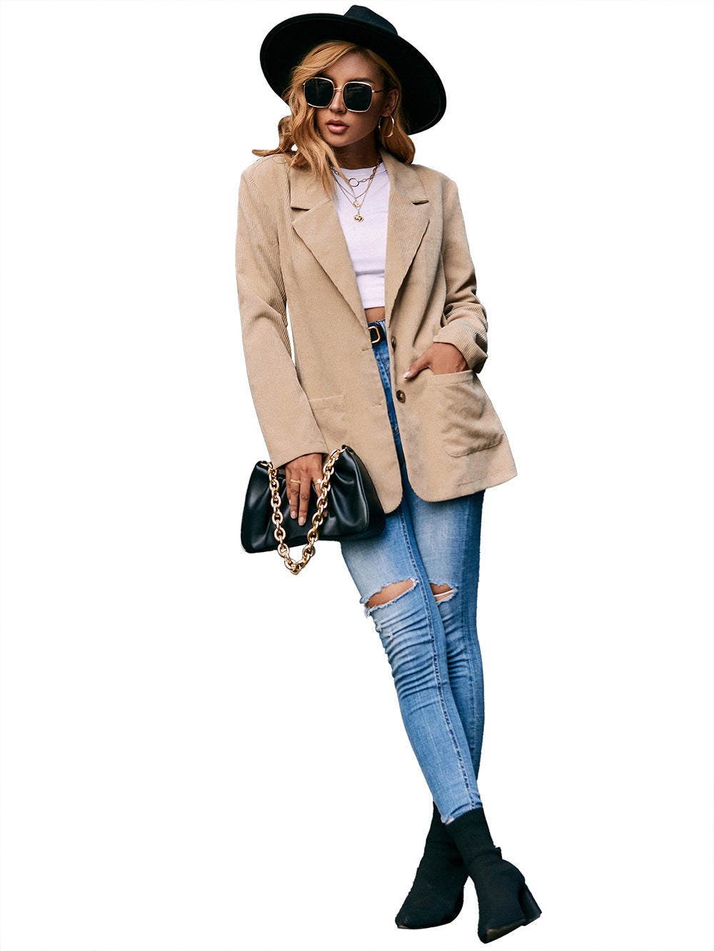 Corduroy Single-Breasted Blazer