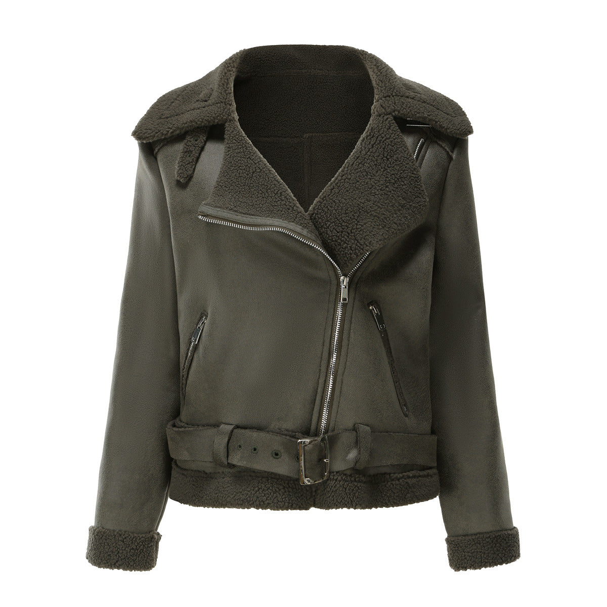 Vegan Leather Shearling Jacket