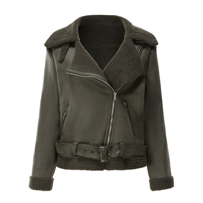 Vegan Leather Shearling Jacket