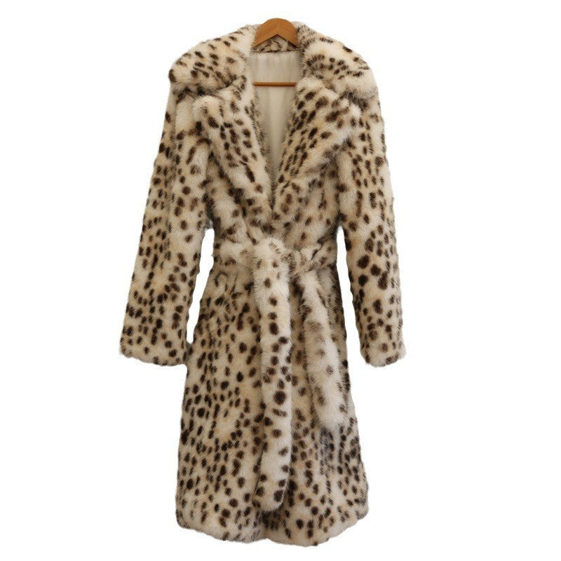 Leopard Faux Fur Trench Coat