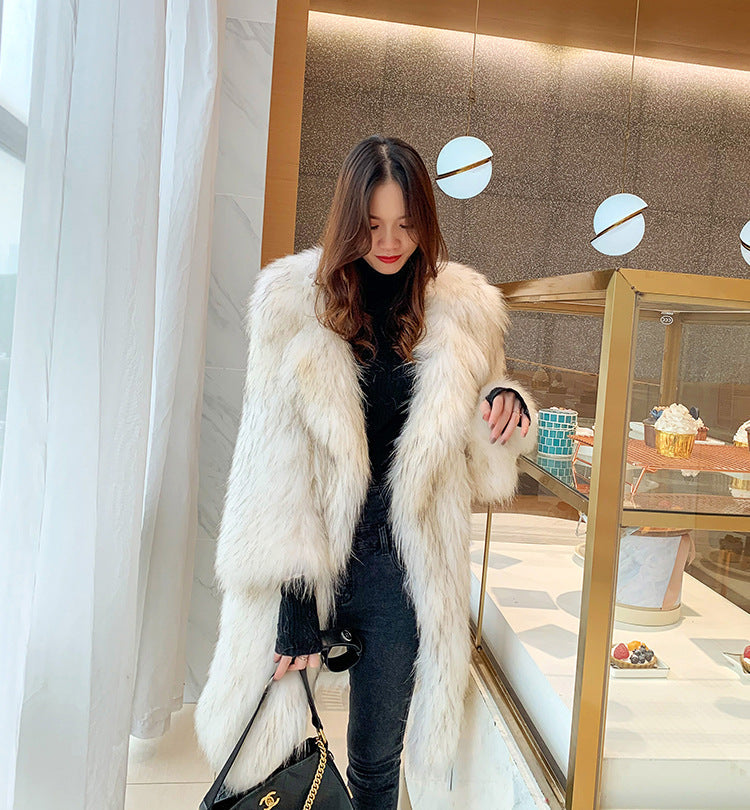 Raccoon Fur Loose Trench Coat