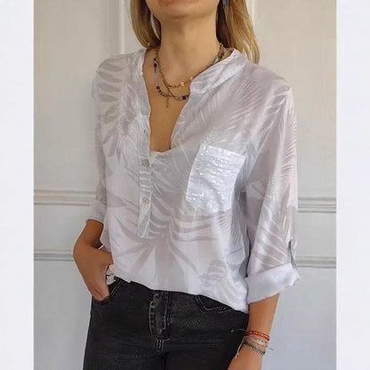 Versatile Design V neck Printed Top