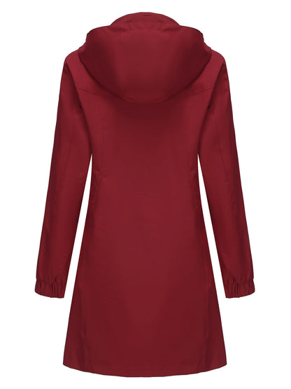 Solid Color Long Sleeve Windbreaker Coat