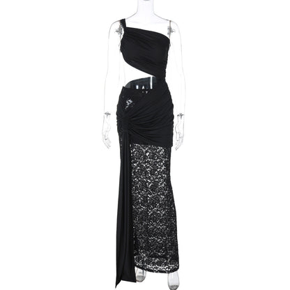 Sexy Mid Waist Hollow Out Cutout Lace Strap Dress