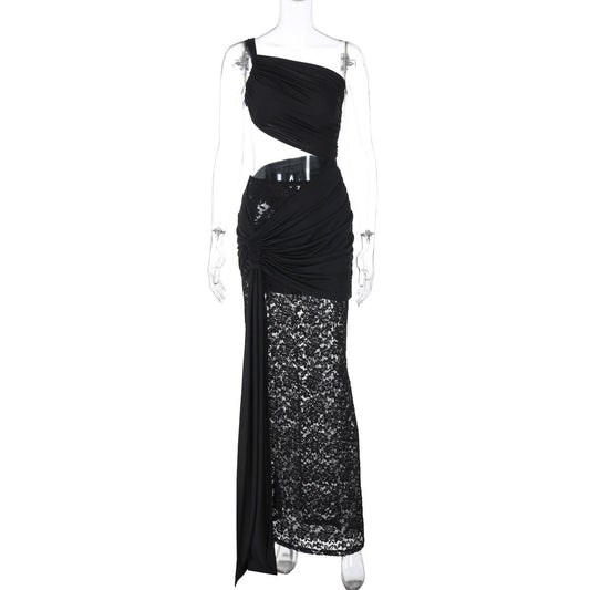 Sexy Mid Waist Hollow Out Cutout Lace Strap Dress