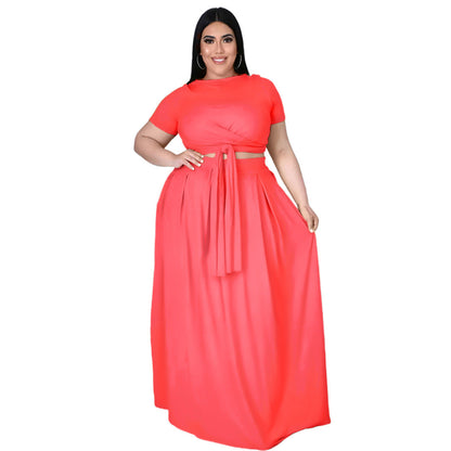Curvy Solid Color Two-Piece Set